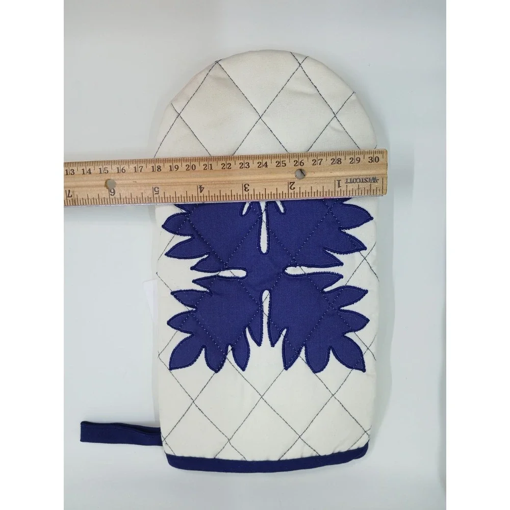 NEW HAWAIIAN Applique Quilted Potholder Blue ‎ Made In Honolulu Poi Happy